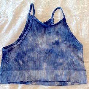 Blue tie-dye crop top